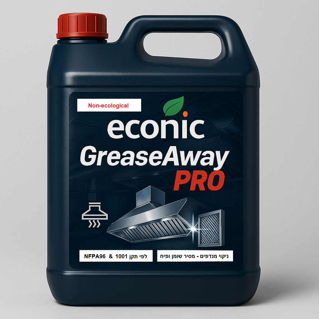 מסיר שומנים תעשייתי של econic – GreaseAway Pro לניקוי מנדפים וציוד